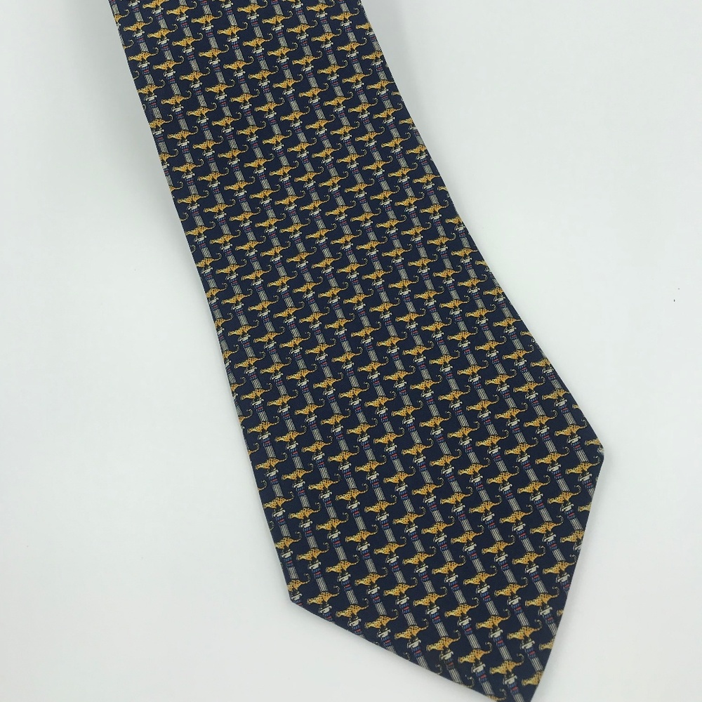 Ferragamo, Navy Tie w/Tigers (1)